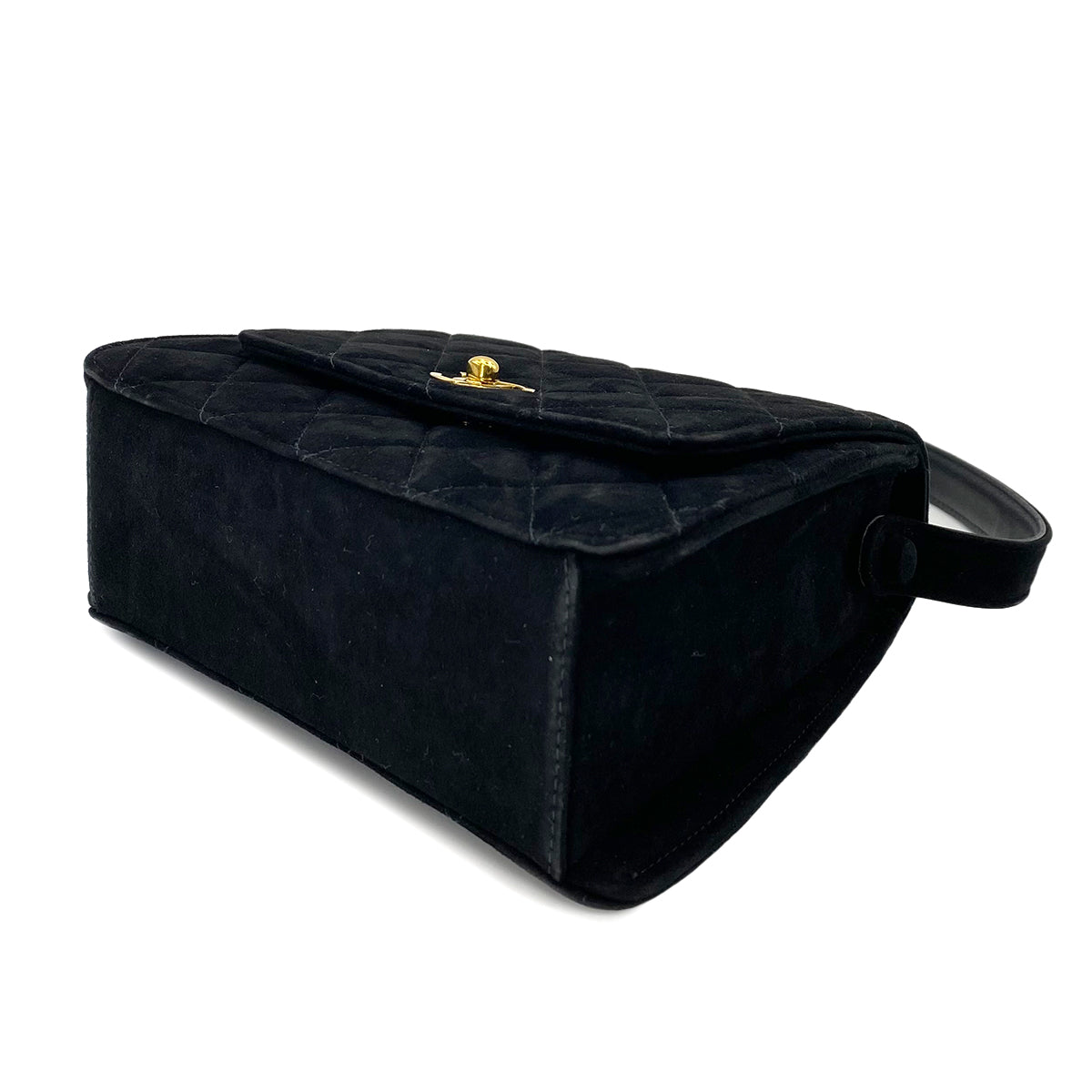 Luxury Promise Japan CHANEL VINTAGE MATELASSE HAND BAG BLACK SUEDE 90242973