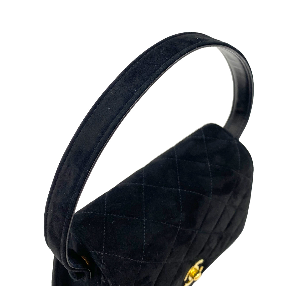 Luxury Promise Japan CHANEL VINTAGE MATELASSE HAND BAG BLACK SUEDE 90242973
