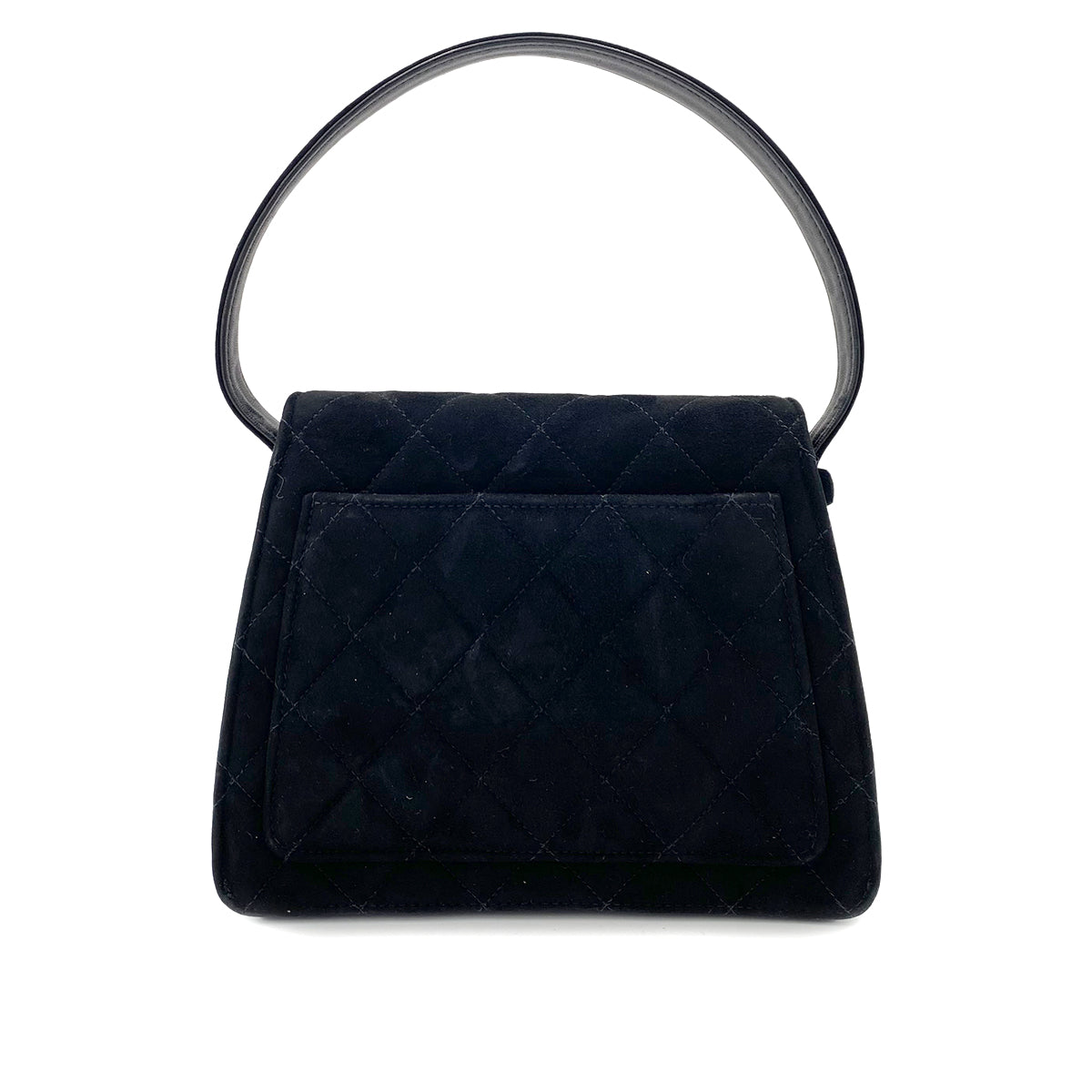 Luxury Promise Japan CHANEL VINTAGE MATELASSE HAND BAG BLACK SUEDE 90242973