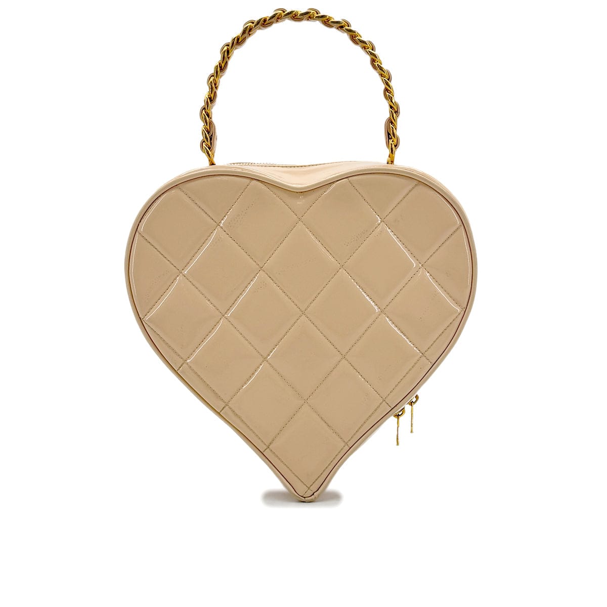 Luxury Promise Japan CHANEL VINTAGE MATELASSE HEART VANITY HAND BAG BEIGE BLACK ENAMEL 90297257