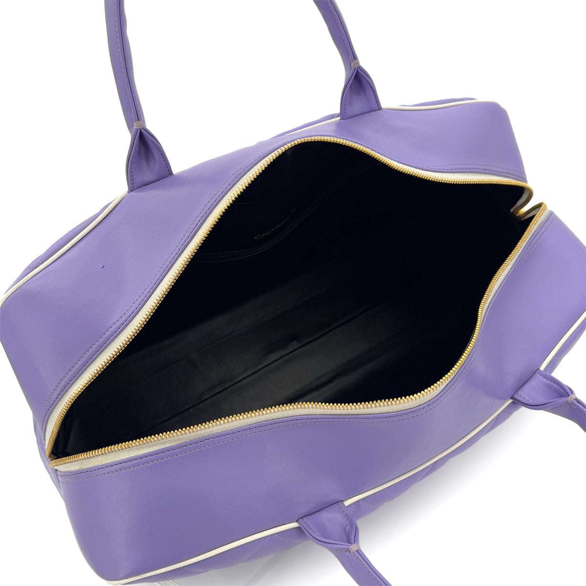 Luxury Promise Japan CHANEL VINTAGE MATELASSE LOGO BOSTON HAND BAG PURPLE WHITE LEATHER 90287478