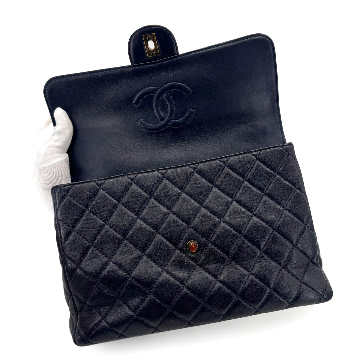 Luxury Promise Japan CHANEL VINTAGE MATELASSE TORTOISESHELL CHAIN SHOULDER BAG NAVY LAMB SKIN 90280642