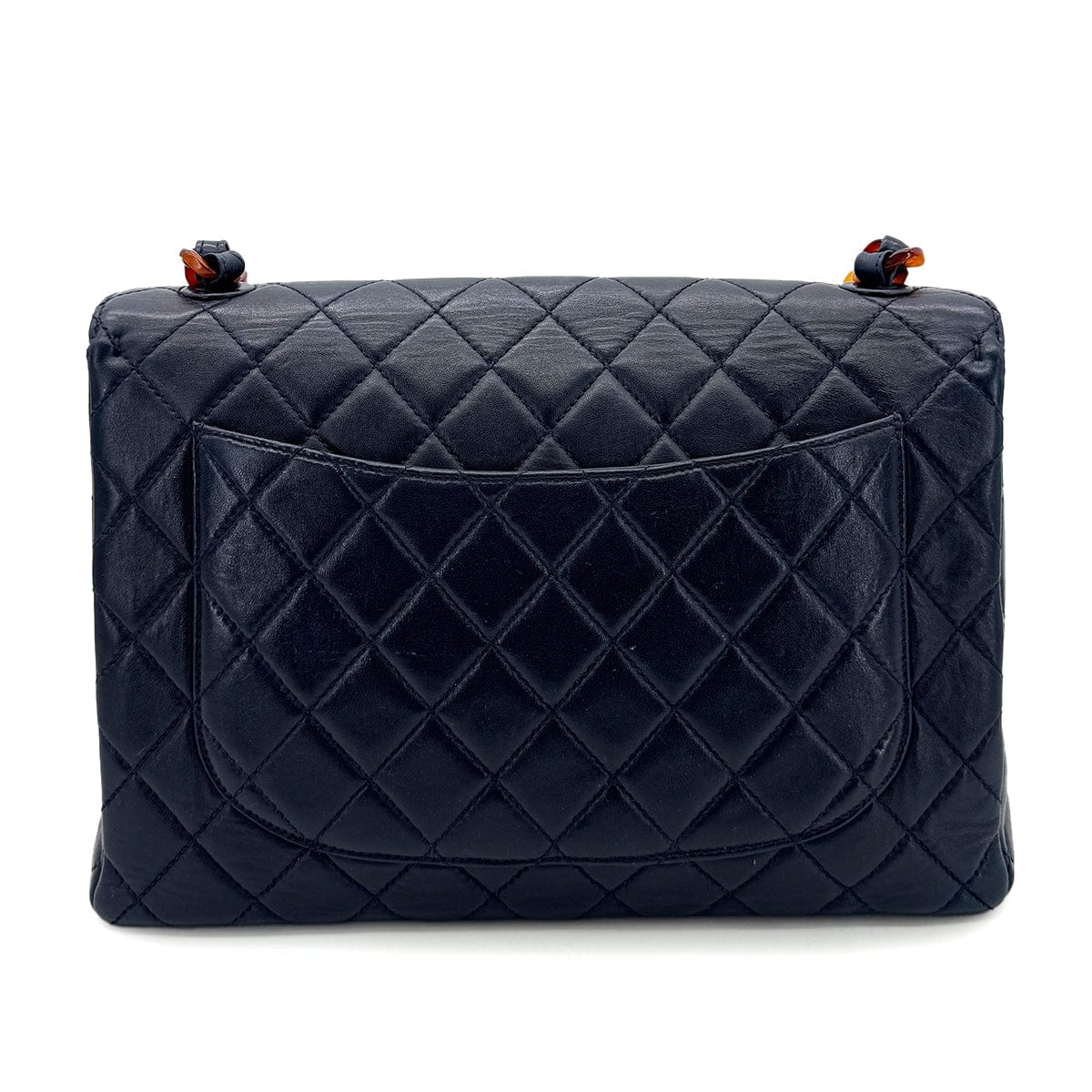 Luxury Promise Japan CHANEL VINTAGE MATELASSE TORTOISESHELL CHAIN SHOULDER BAG NAVY LAMB SKIN 90280642