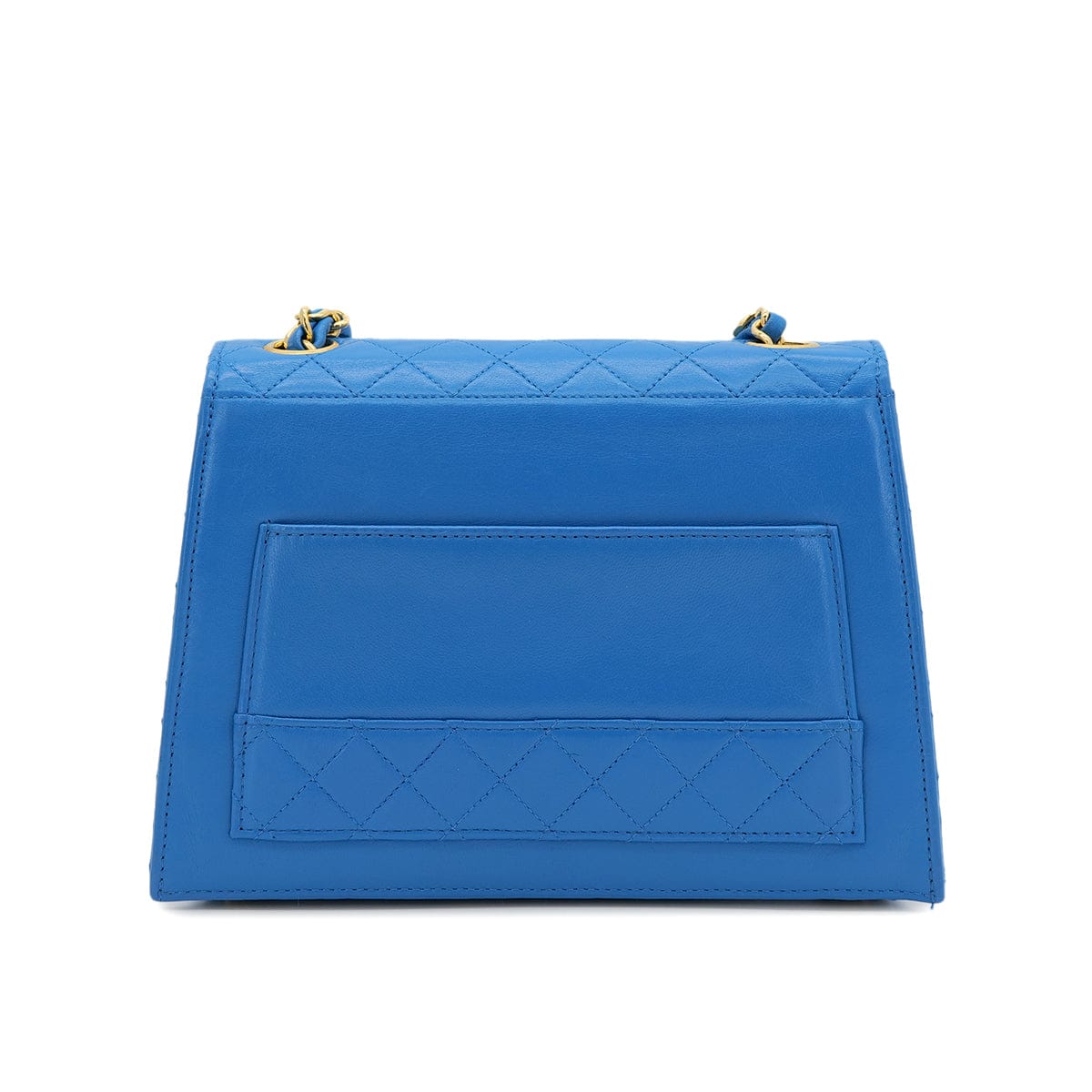 Luxury Promise Japan CHANEL VINTAGE MATELASSE TRAPEZOID CHAIN SHOULDER BAG BLUE LAMB SKIN 90303009