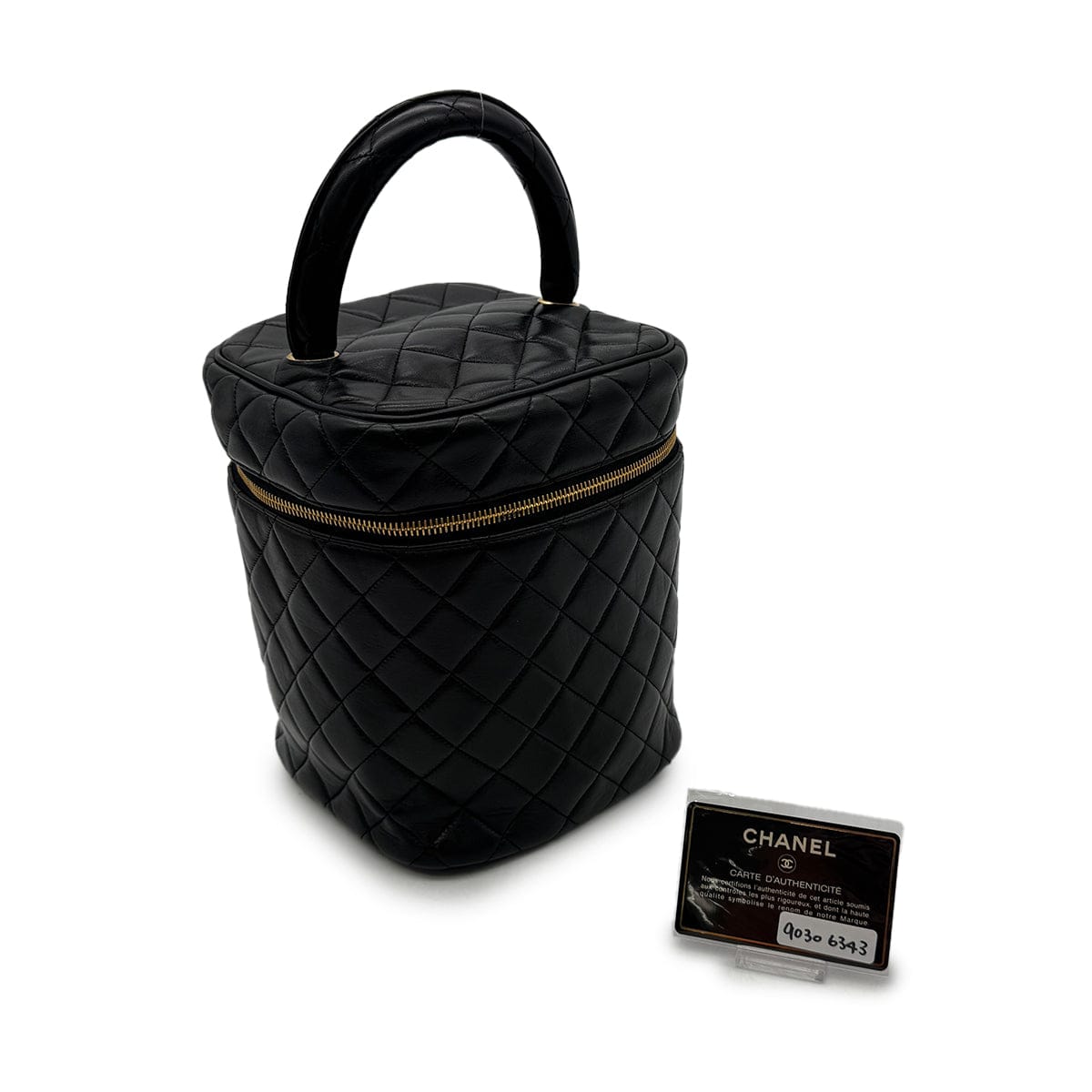 Luxury Promise Japan CHANEL VINTAGE MATELASSE VANITY HAND BAG BLACK LEATHER 90306343