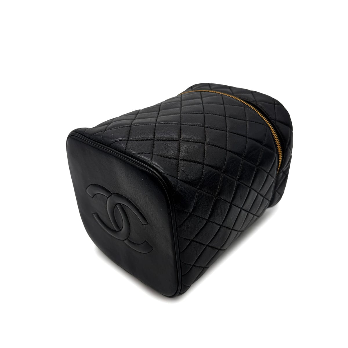 Luxury Promise Japan CHANEL VINTAGE MATELASSE VANITY HAND BAG BLACK LEATHER 90306343