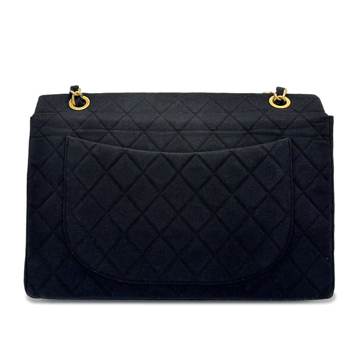 Luxury Promise Japan CHANEL VINTAGE MAXI MATELASSE 34 CHAIN SHOULDER BAG BLACK COTTON 90275022