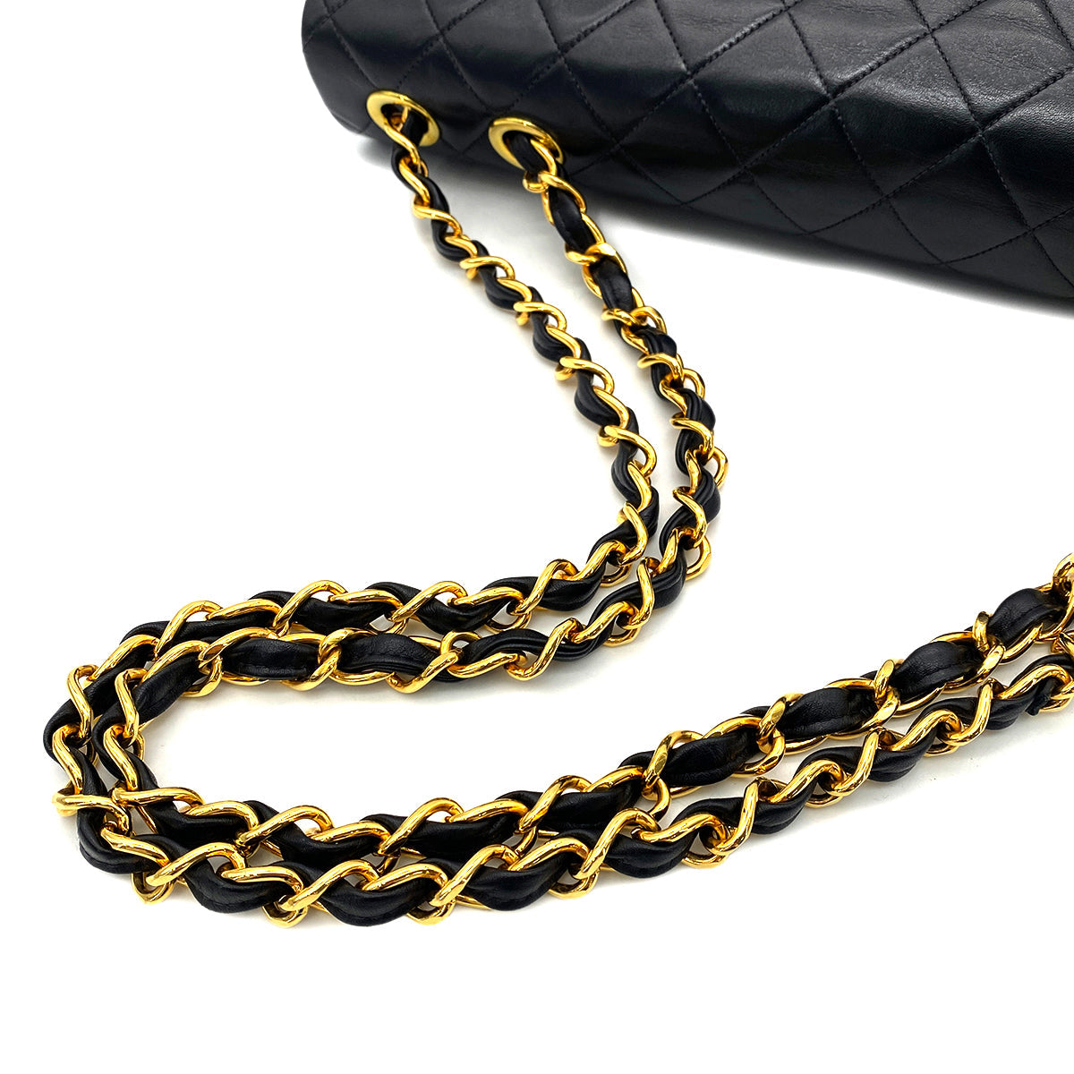 Luxury Promise Japan CHANEL VINTAGE MAXI MATELASSE 34 CHAIN SHOULDER BAG BLACK LAMB SKIN 90266740