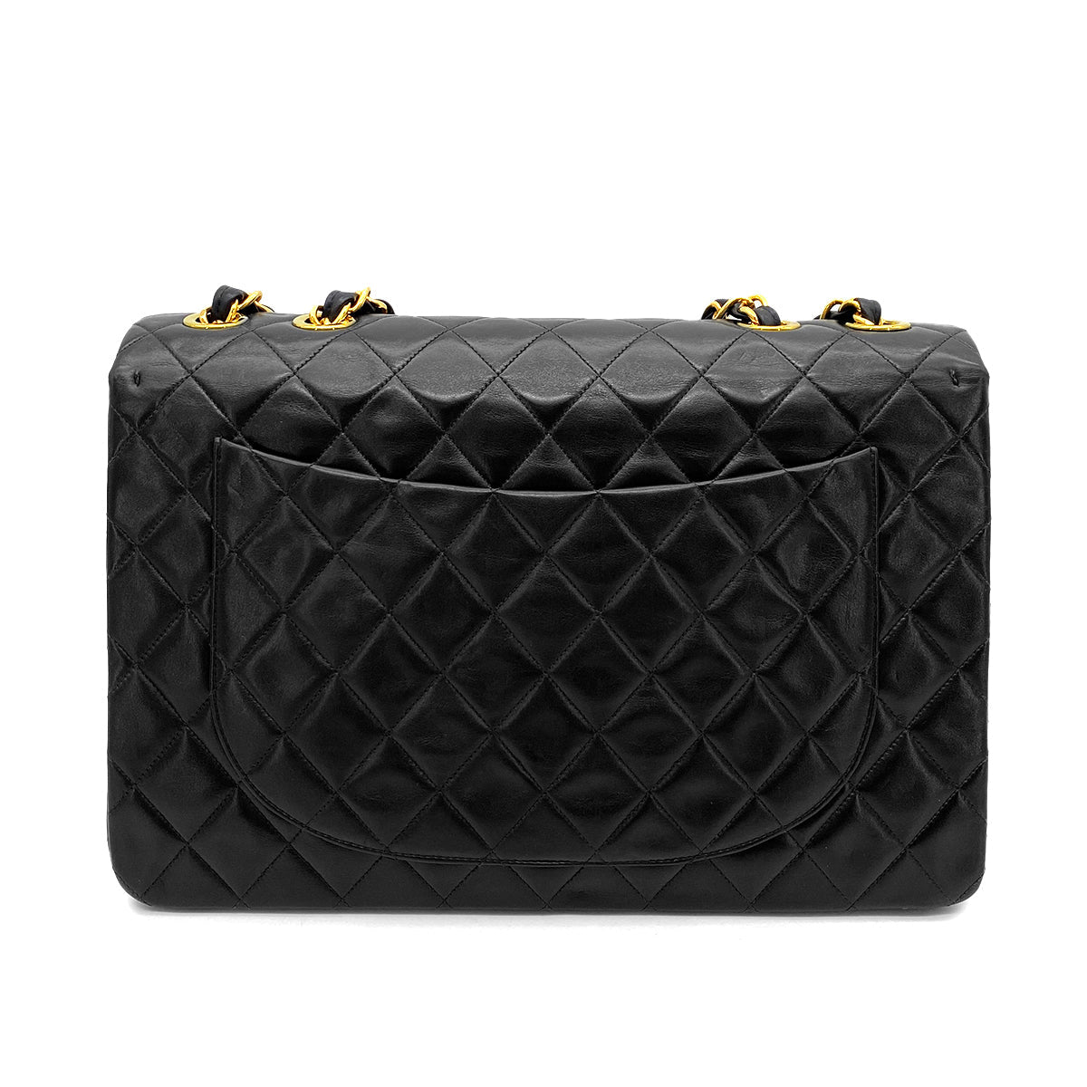 Luxury Promise Japan CHANEL VINTAGE MAXI MATELASSE 34 CHAIN SHOULDER BAG BLACK LAMB SKIN 90266740