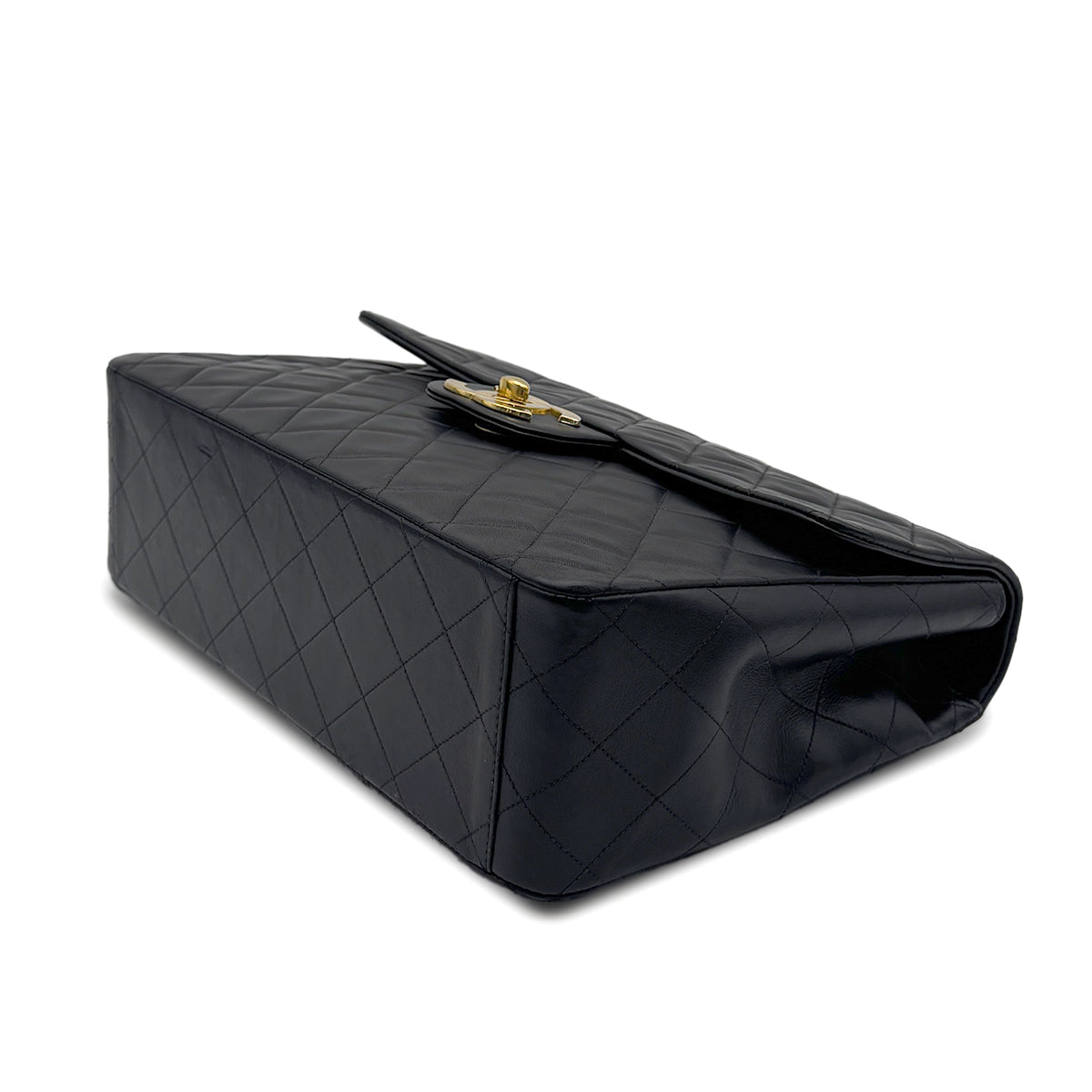 Luxury Promise Japan CHANEL VINTAGE MAXI MATELASSE 34 CHAIN SHOULDER BAG BLACK LAMB SKIN 90271908