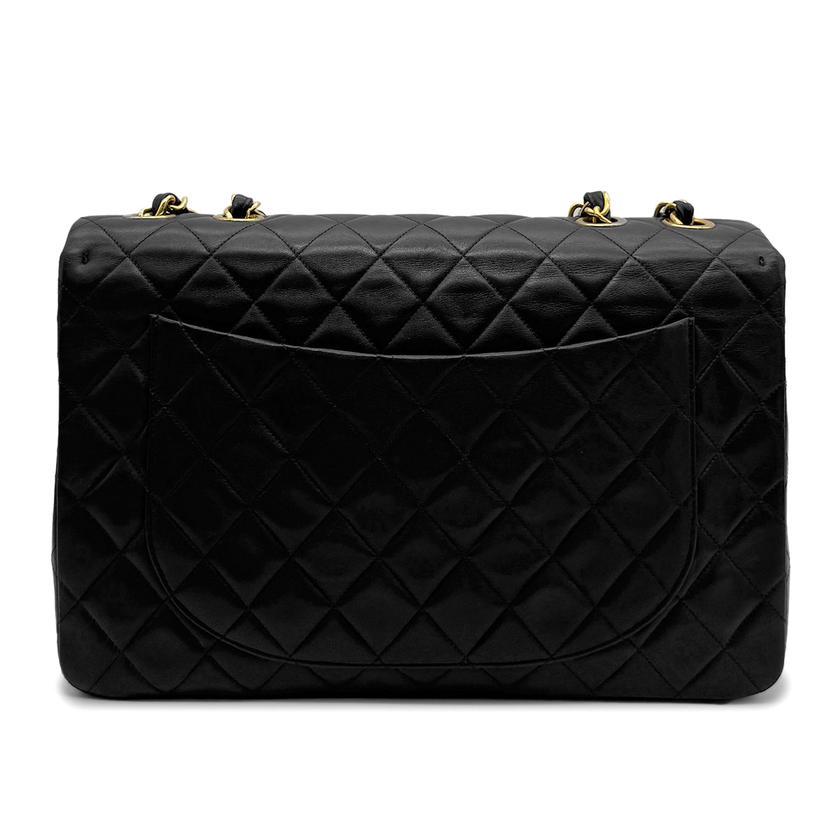 Luxury Promise Japan CHANEL VINTAGE MAXI MATELASSE 34 CHAIN SHOULDER BAG BLACK LAMB SKIN 90271908