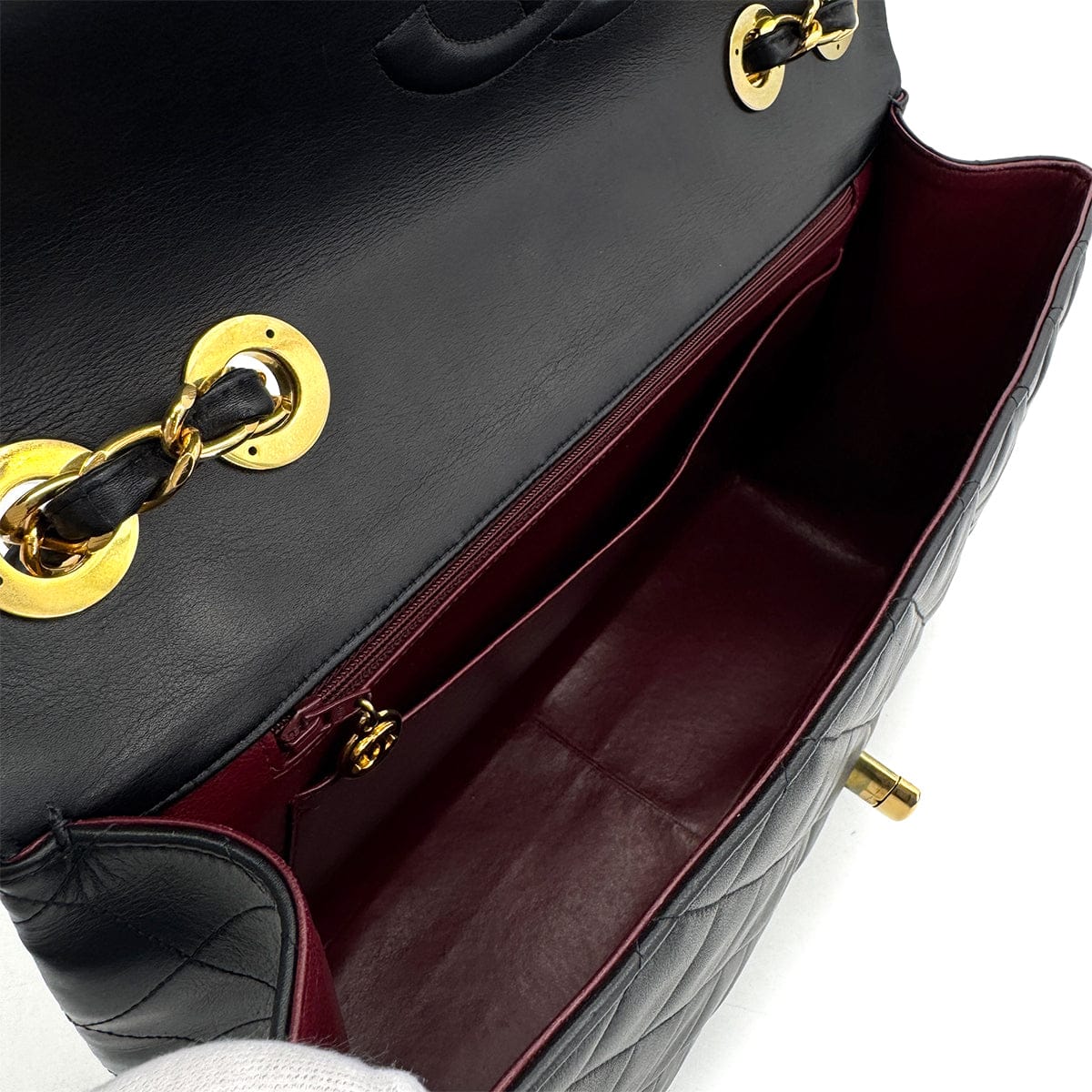 Luxury Promise Japan CHANEL VINTAGE MAXI MATELASSE 34 CHAIN SHOULDER BAG BLACK LAMB SKIN 90299307