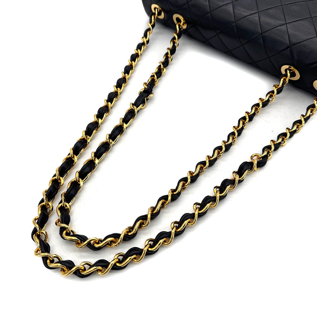 Luxury Promise Japan CHANEL VINTAGE MAXI MATELASSE 34 CHAIN SHOULDER BAG BLACK LAMB SKIN 90299307
