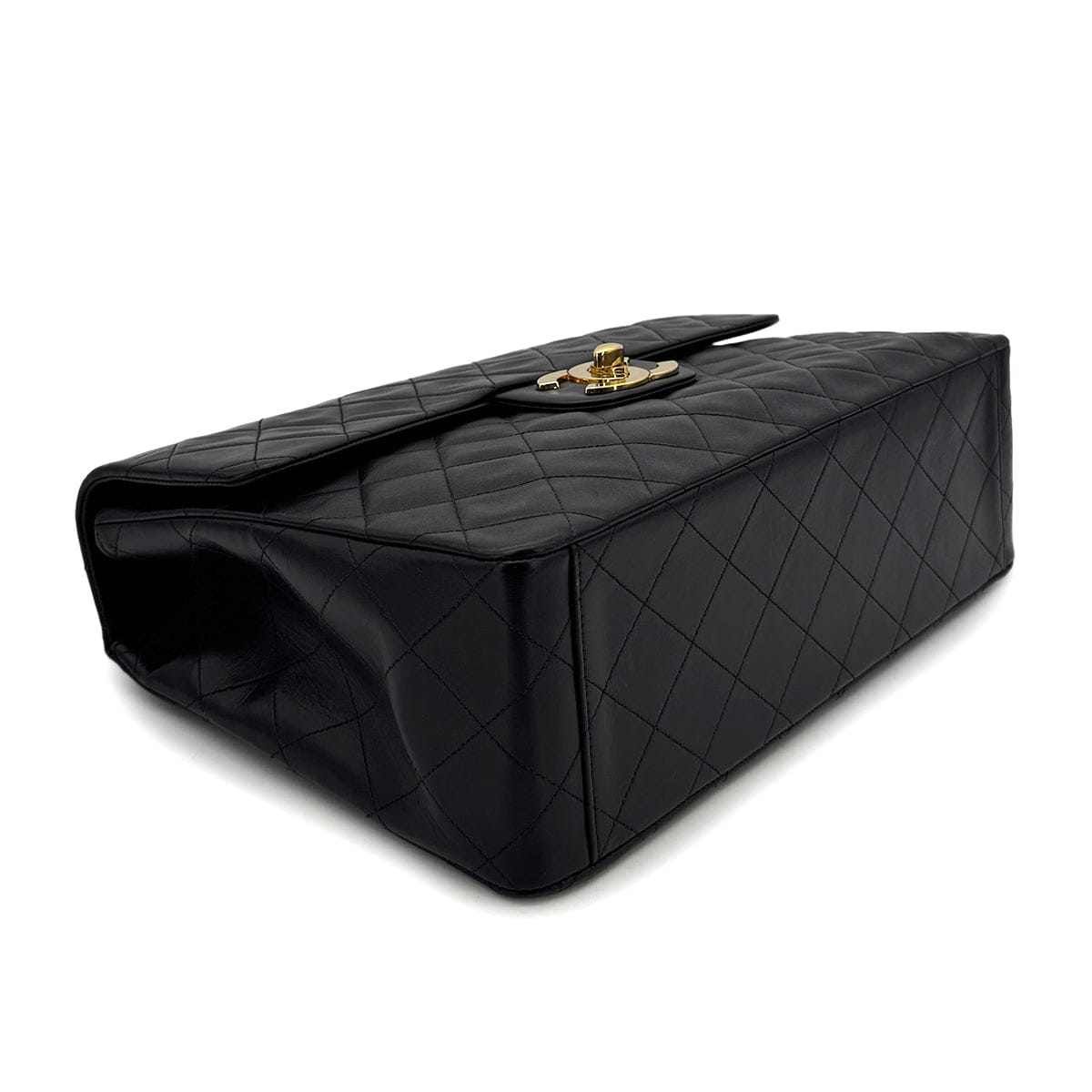 Luxury Promise Japan CHANEL VINTAGE MAXI MATELASSE 34 CHAIN SHOULDER BAG BLACK LAMB SKIN 90299307