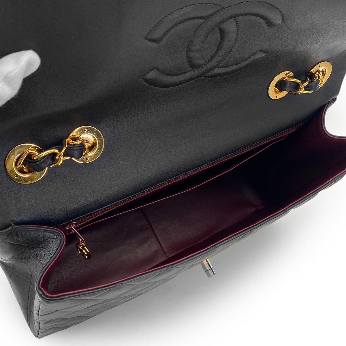Luxury Promise Japan CHANEL VINTAGE MAXI MATELASSE 34 CHAIN SHOULDER BAG BLACK LAMB SKIN 90301745