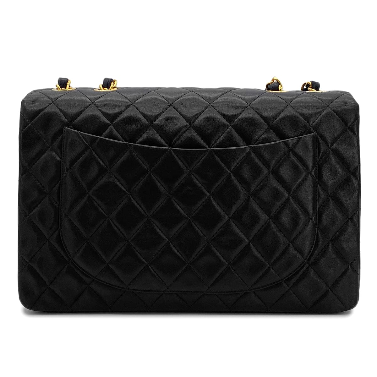 Luxury Promise Japan CHANEL VINTAGE MAXI MATELASSE 34 CHAIN SHOULDER BAG BLACK LAMB SKIN 90301745