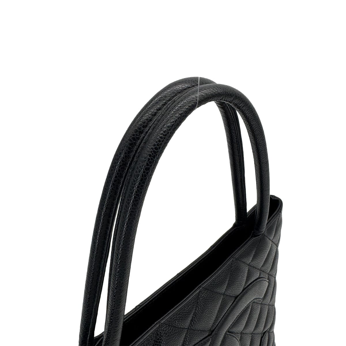 Luxury Promise Japan CHANEL VINTAGE MEDALLION TOTE BAG BLACK CAVIAR SKIN SILVER HARDWARE 90312616