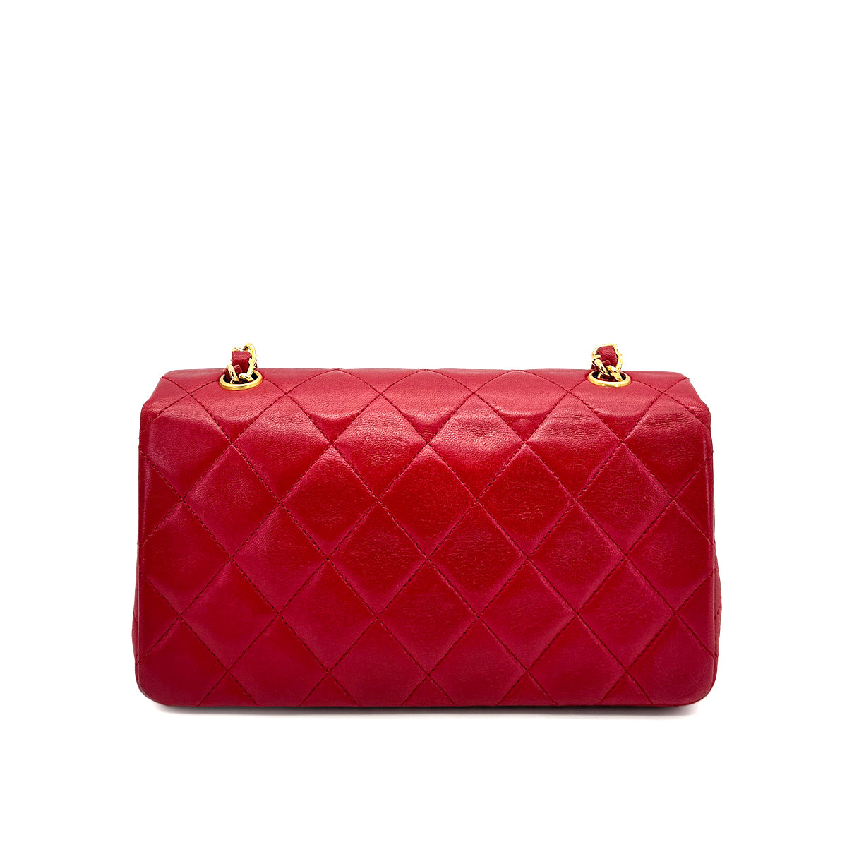 Luxury Promise Japan CHANEL VINTAGE MINI FULL FLAP CHAIN SHOULDER BAG RED LAMB SKIN 90277304