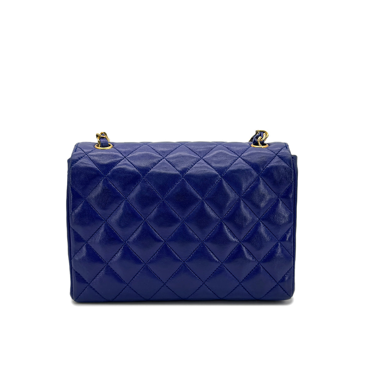 Luxury Promise Japan CHANEL VINTAGE MINI MATELASSE BIG COCO CHAIN SHOULDER BAG BLUE LAMB SKIN 90294183