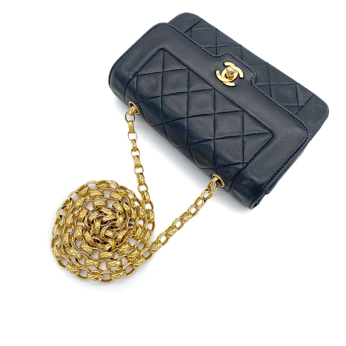 Luxury Promise Japan CHANEL VINTAGE MINI MATELASSE BIJOU CHAIN SHOULDER BAG BLACK LAMB SKIN 90275015