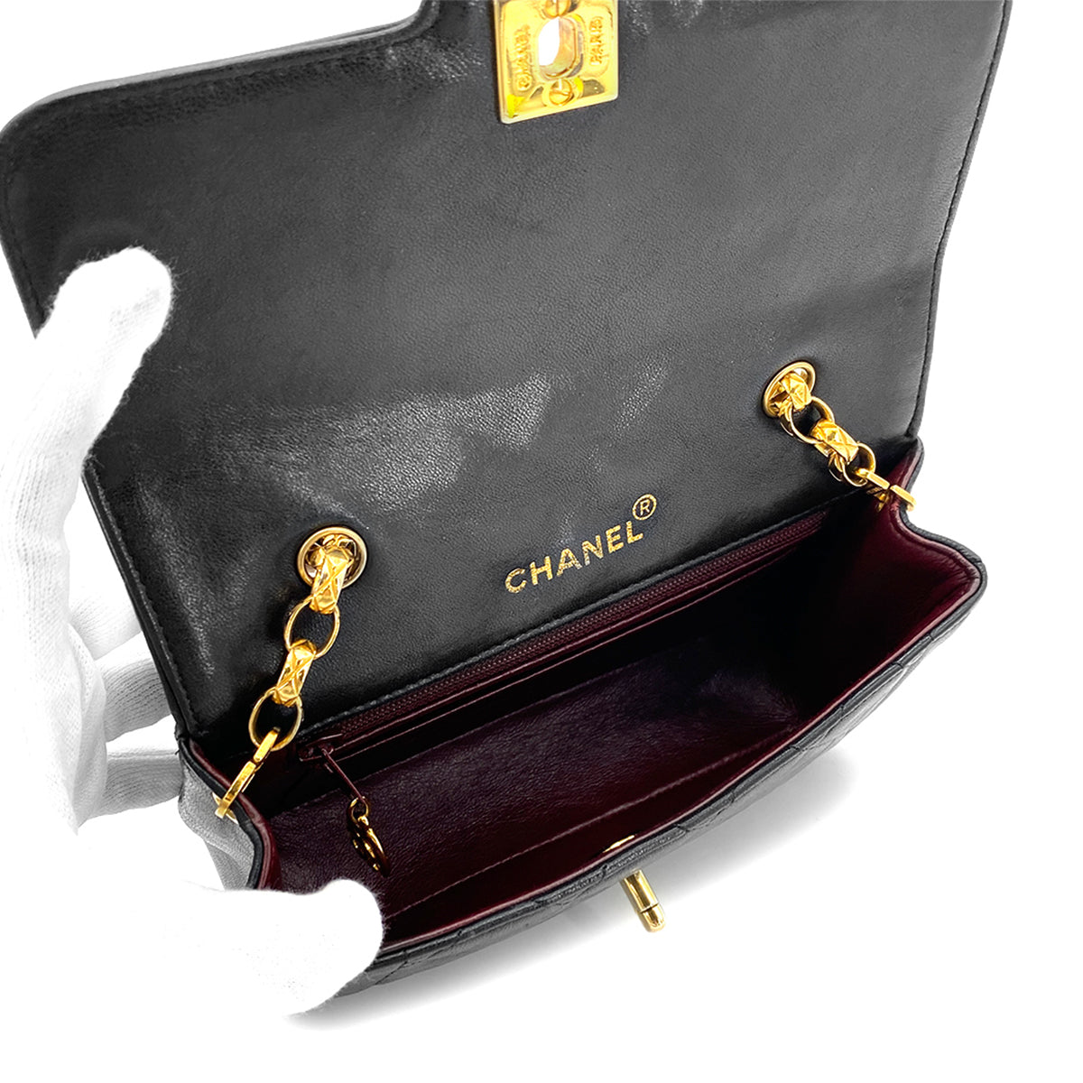 Luxury Promise Japan CHANEL VINTAGE MINI MATELASSE BIJOU CHAIN SHOULDER BAG BLACK LAMB SKIN 90275015