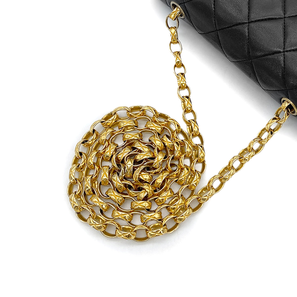Luxury Promise Japan CHANEL VINTAGE MINI MATELASSE BIJOU CHAIN SHOULDER BAG BLACK LAMB SKIN 90275015
