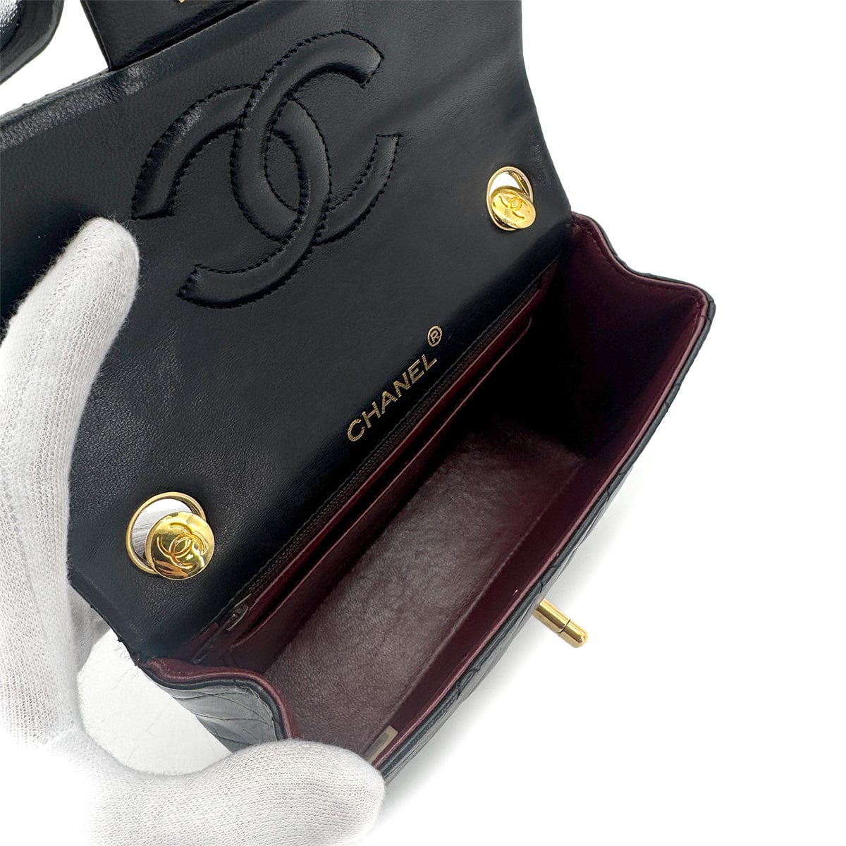 Luxury Promise Japan CHANEL VINTAGE MINI MATELASSE CHAIN SHOULDER BAG BLACK LAMB SKIN 90272501