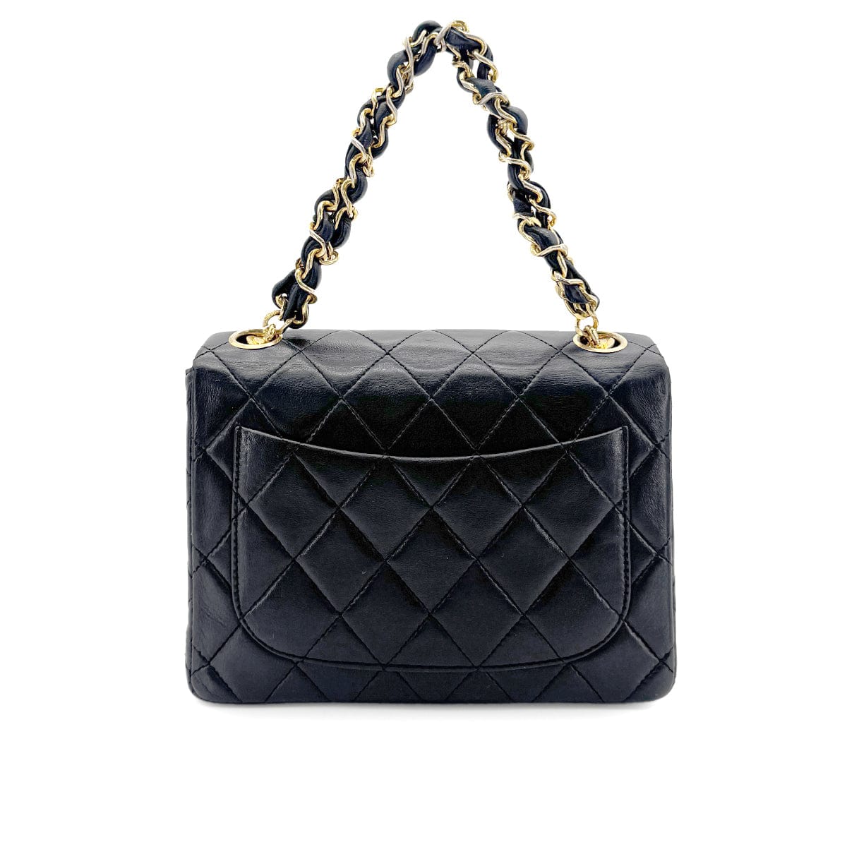 Luxury Promise Japan CHANEL VINTAGE MINI MATELASSE CHAIN SHOULDER BAG BLACK LAMB SKIN 90272501