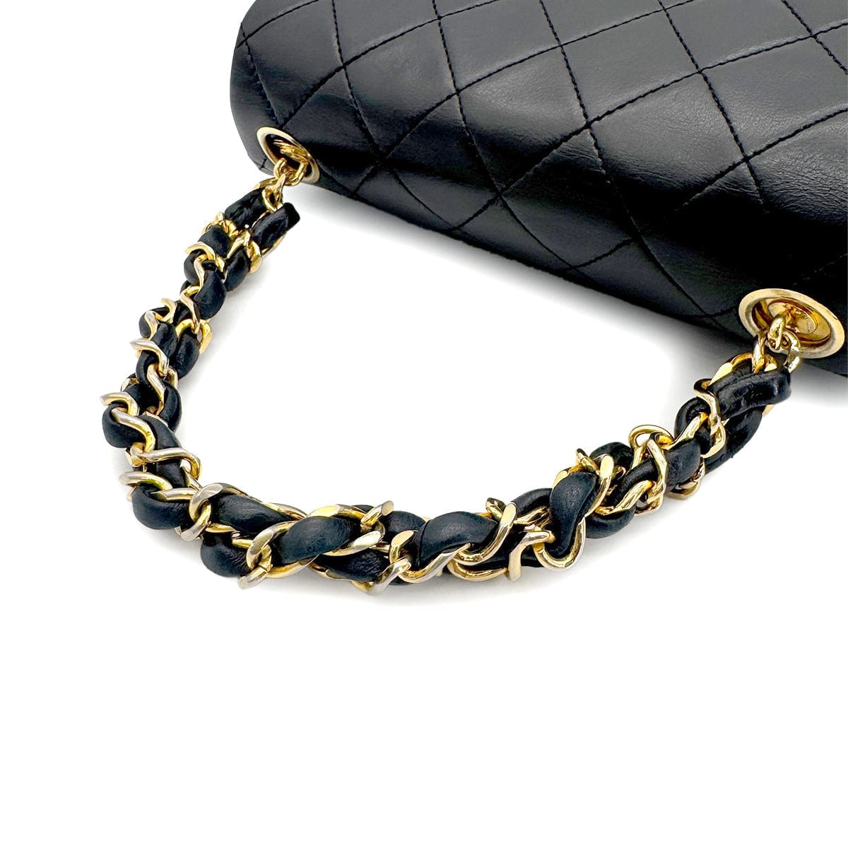 Luxury Promise Japan CHANEL VINTAGE MINI MATELASSE CHAIN SHOULDER BAG BLACK LAMB SKIN 90272501