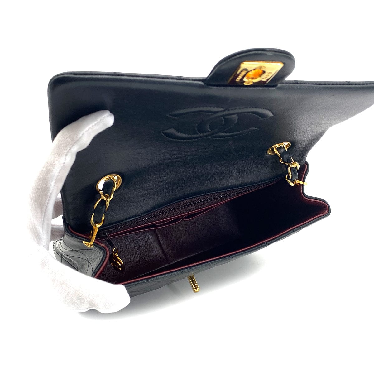 Luxury Promise Japan CHANEL VINTAGE MINI MATELASSE CHAIN SHOULDER BAG BLACK LAMB SKIN 90301695