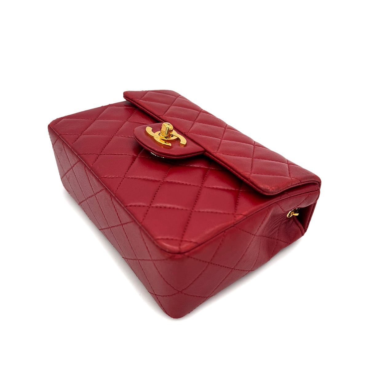 Luxury Promise Japan CHANEL VINTAGE MINI MATELASSE CHAIN SHOULDER BAG RED LAMB SKIN 90288069
