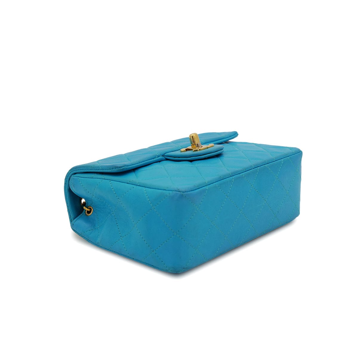 Luxury Promise Japan CHANEL VINTAGE MINI SQUARE 17 BIJOU CHAIN SHOULDER BAG BLUE LAMB SKIN 90303008