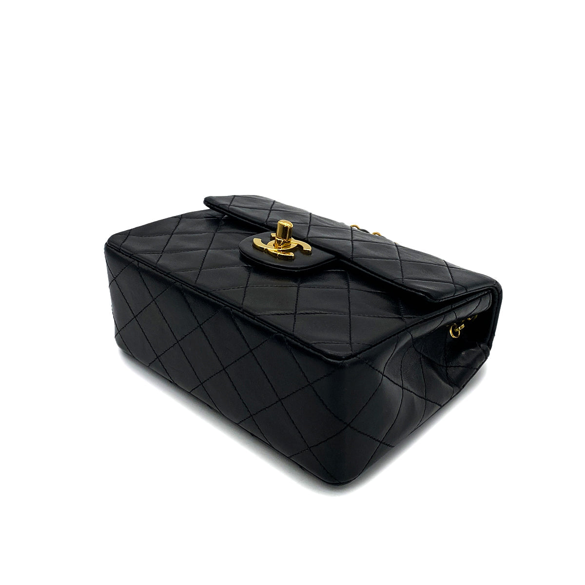 Luxury Promise Japan CHANEL VINTAGE MINI SQUARE 17 CHAIN SHOULDER BAG BLACK LAMB SKIN 90257451