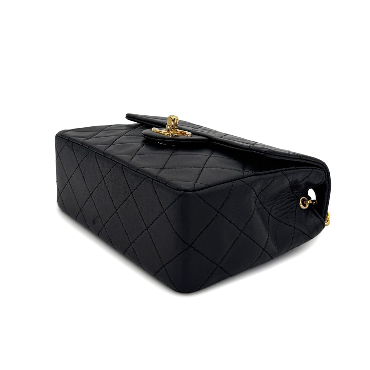 Luxury Promise Japan CHANEL VINTAGE MINI SQUARE 17 CHAIN SHOULDER BAG BLACK LAMB SKIN 90299347