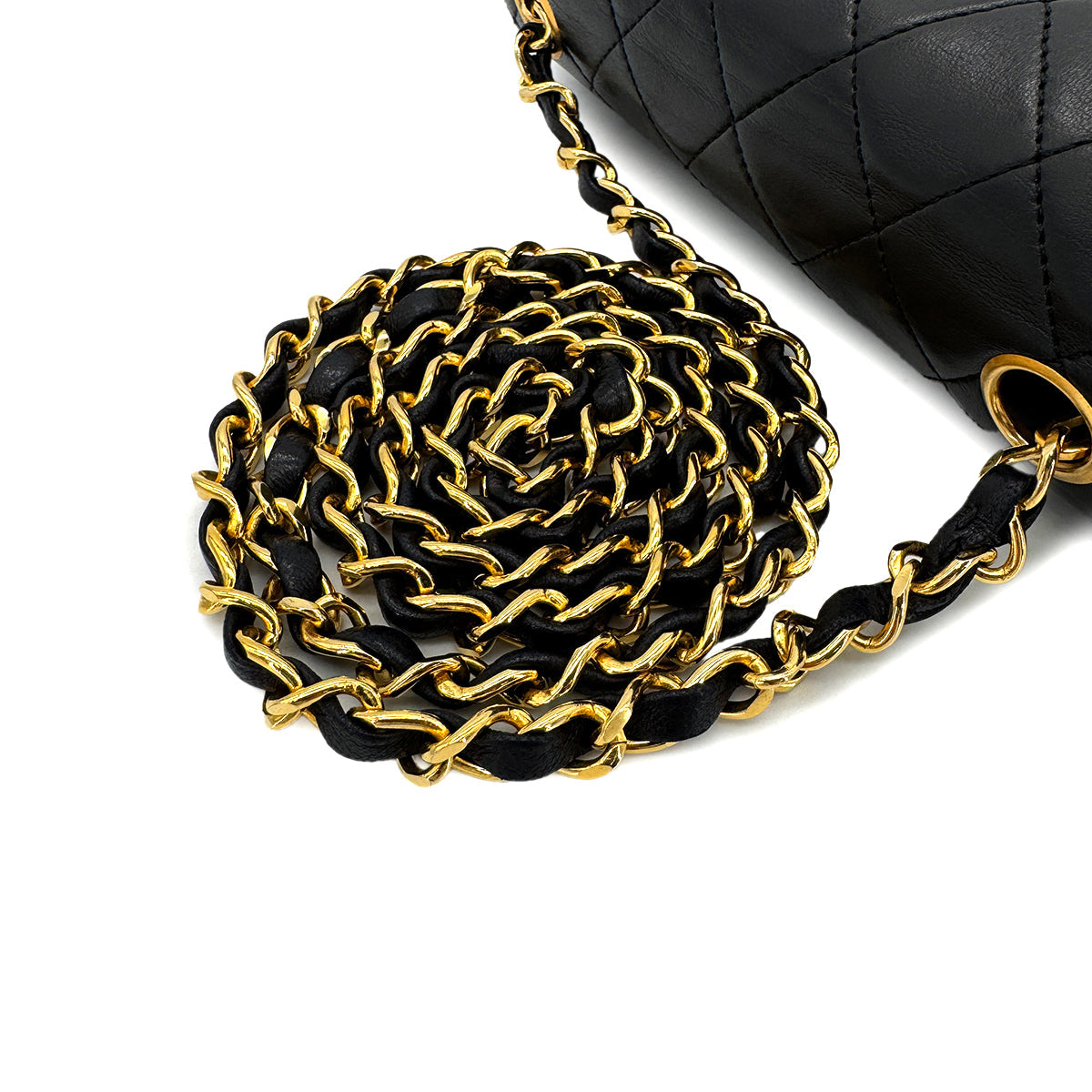 Luxury Promise Japan CHANEL VINTAGE MINI SQUARE 17 CHAIN SHOULDER BAG BLACK LAMB SKIN 90299347
