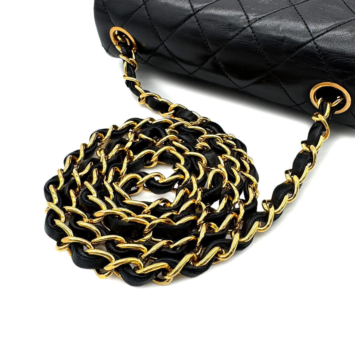 Luxury Promise Japan CHANEL VINTAGE MINI SQUARE 17 CHAIN SHOULDER BAG BLACK LAMB SKIN 90299351