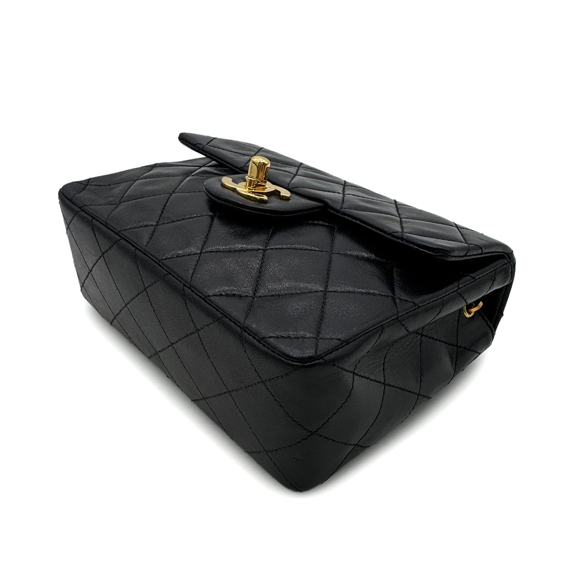 Luxury Promise Japan CHANEL VINTAGE MINI SQUARE 17 CHAIN SHOULDER BAG BLACK LAMB SKIN 90299351