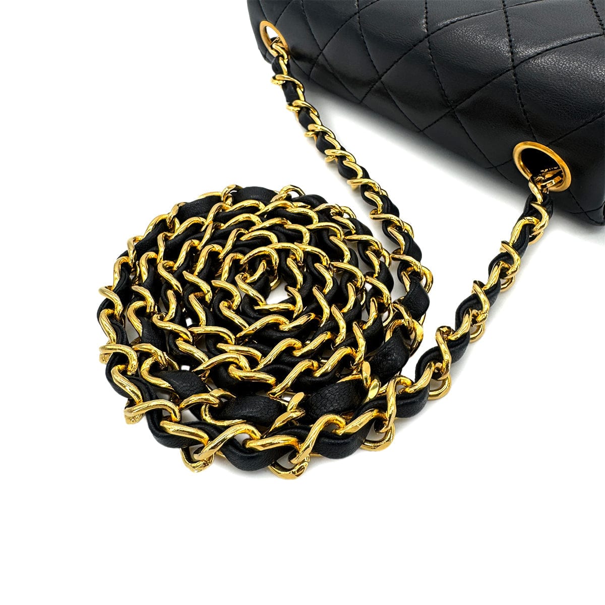 Luxury Promise Japan CHANEL VINTAGE MINI SQUARE 17 CHAIN SHOULDER BAG BLACK LAMB SKIN 90303487