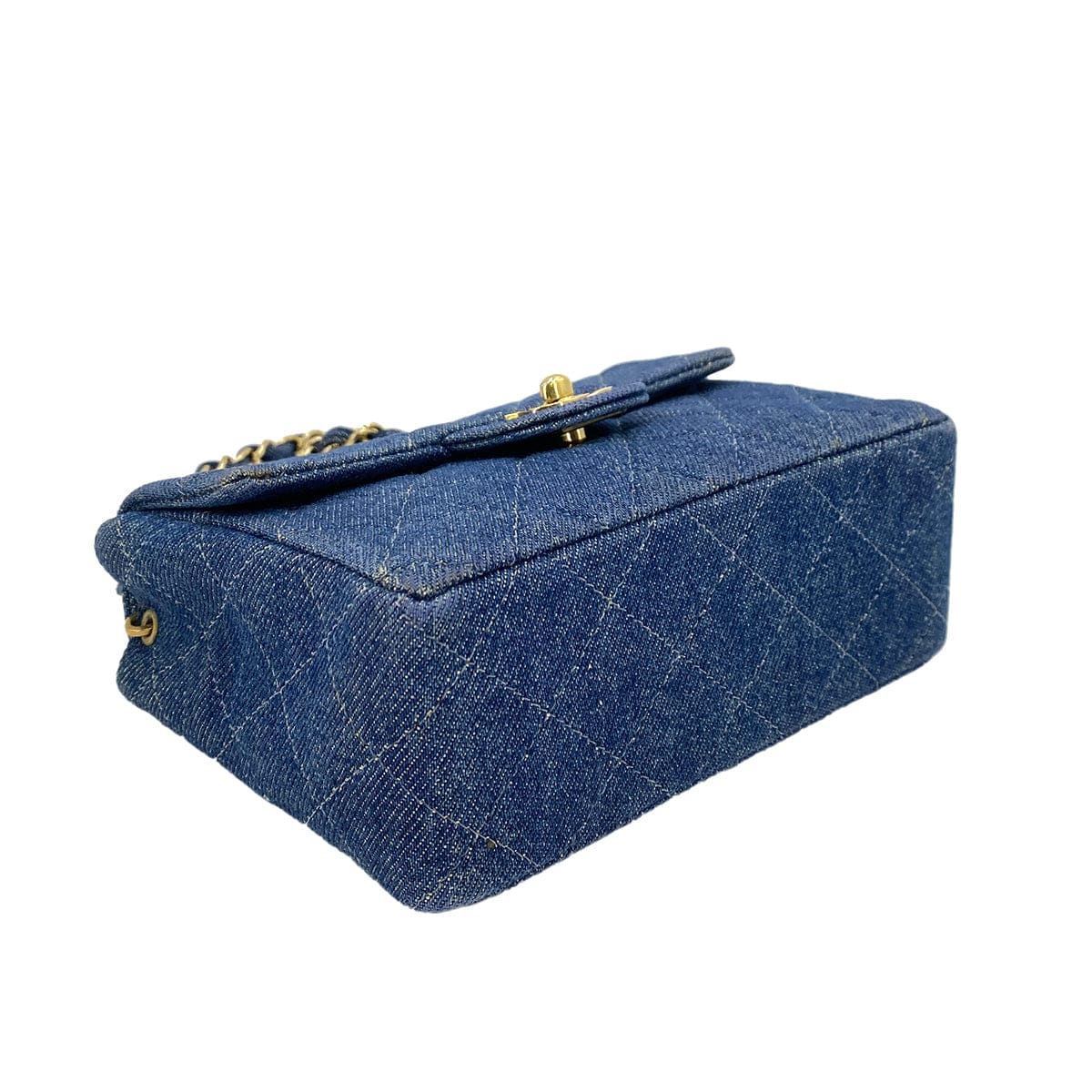 Luxury Promise Japan CHANEL VINTAGE MINI SQUARE 17 CHAIN SHOULDER BAG BLUE DENIM 90247317