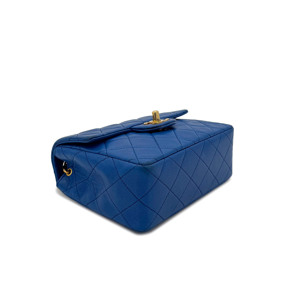 Luxury Promise Japan CHANEL VINTAGE MINI SQUARE 17 CHAIN SHOULDER BAG BLUE LAMB SKIN 90297531