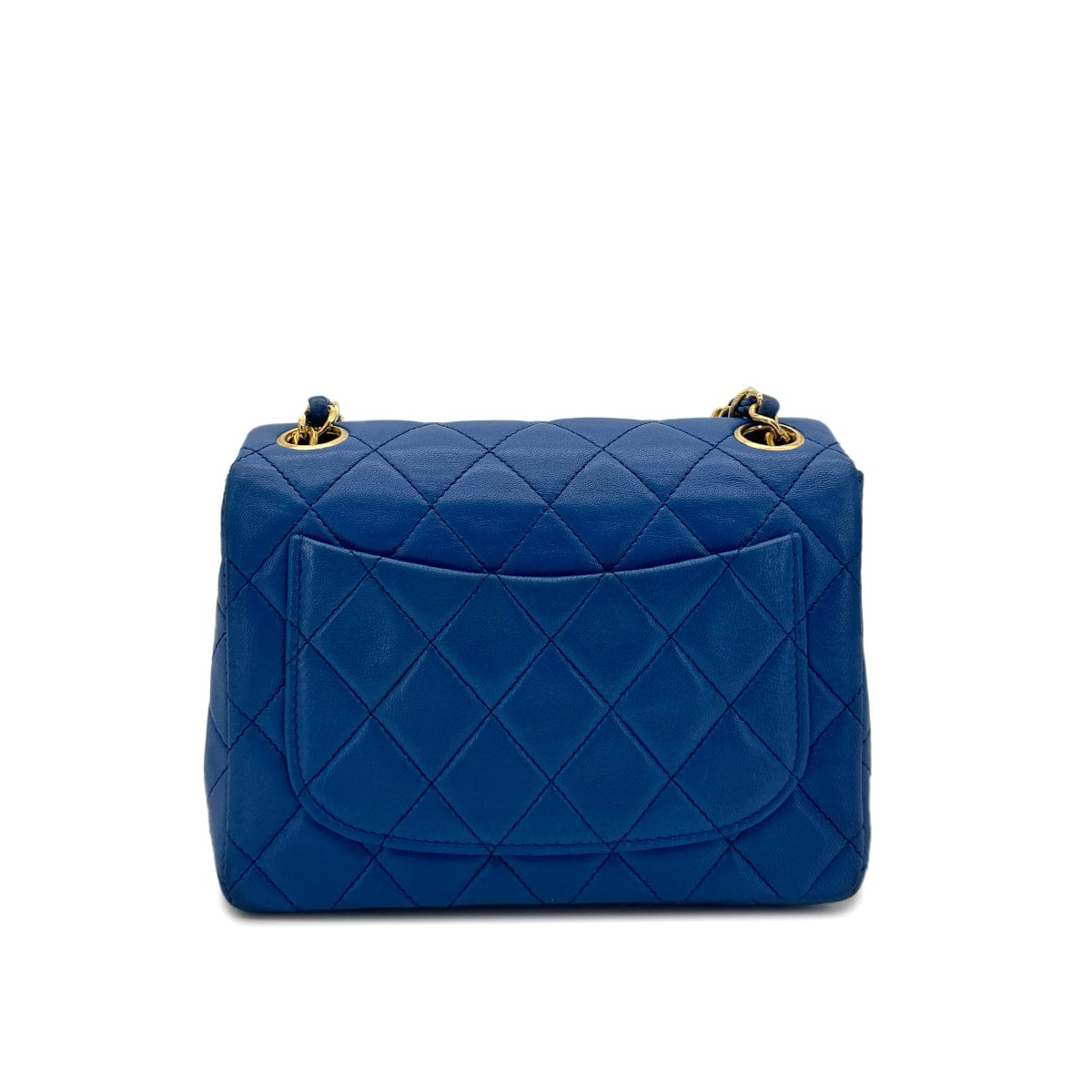 Luxury Promise Japan CHANEL VINTAGE MINI SQUARE 17 CHAIN SHOULDER BAG BLUE LAMB SKIN 90297531