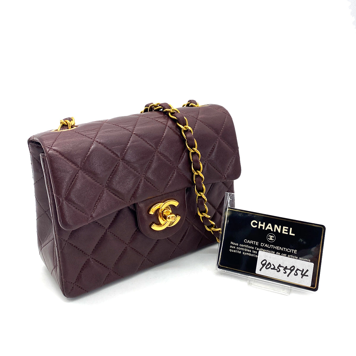 Luxury Promise Japan CHANEL VINTAGE MINI SQUARE 17 CHAIN SHOULDER BAG BORDEAUX LAMB SKIN 90255954