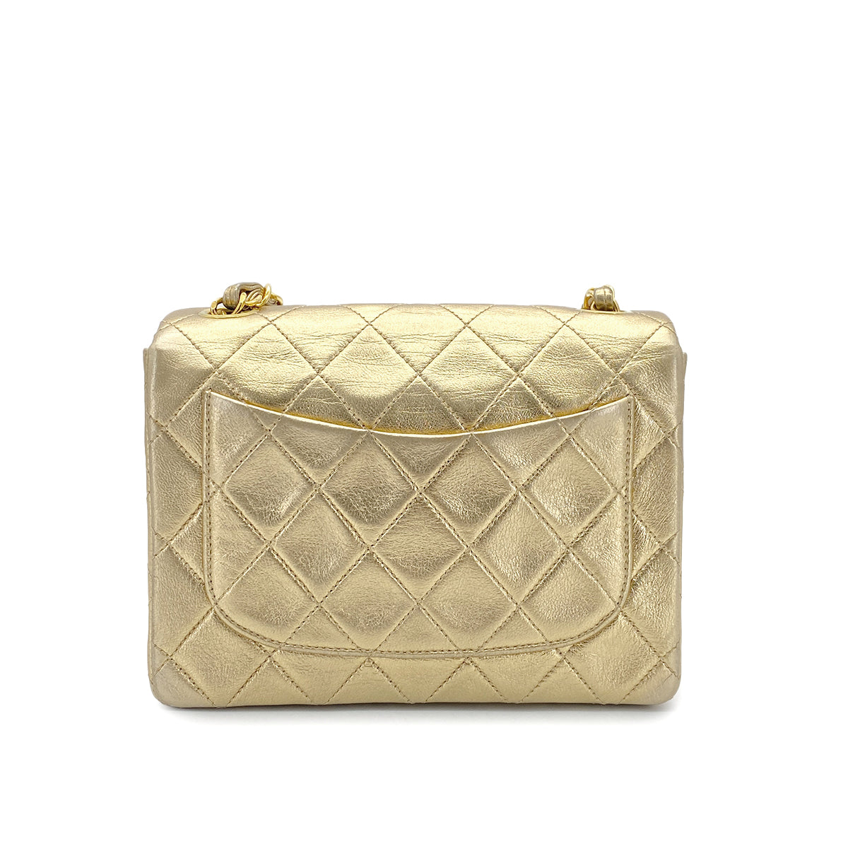 Luxury Promise Japan CHANEL VINTAGE MINI SQUARE 17 CHAIN SHOULDER BAG GOLD LAMB SKIN 90301738