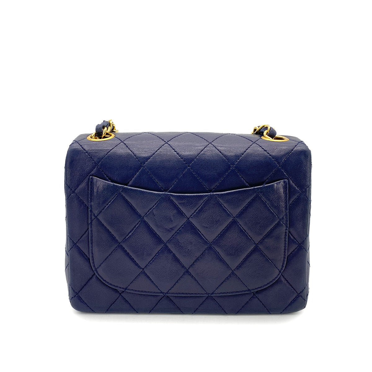 Luxury Promise Japan CHANEL VINTAGE MINI SQUARE 17 CHAIN SHOULDER BAG NAVY LAMB SKIN 90258506