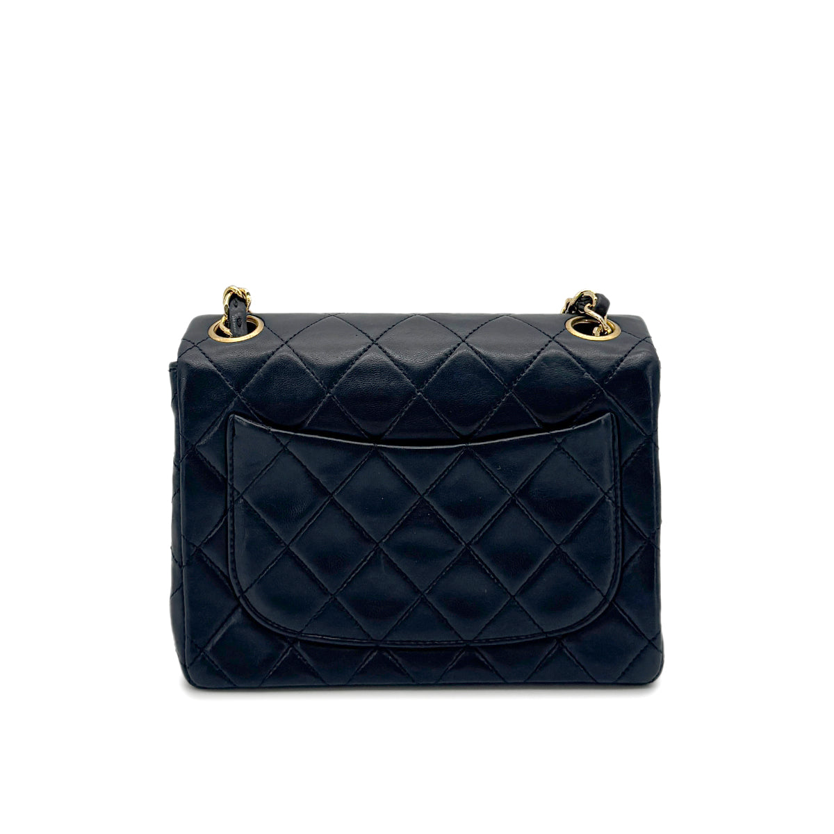 Luxury Promise Japan CHANEL VINTAGE MINI SQUARE 17 CHAIN SHOULDER BAG NAVY LAMB SKIN 90275025