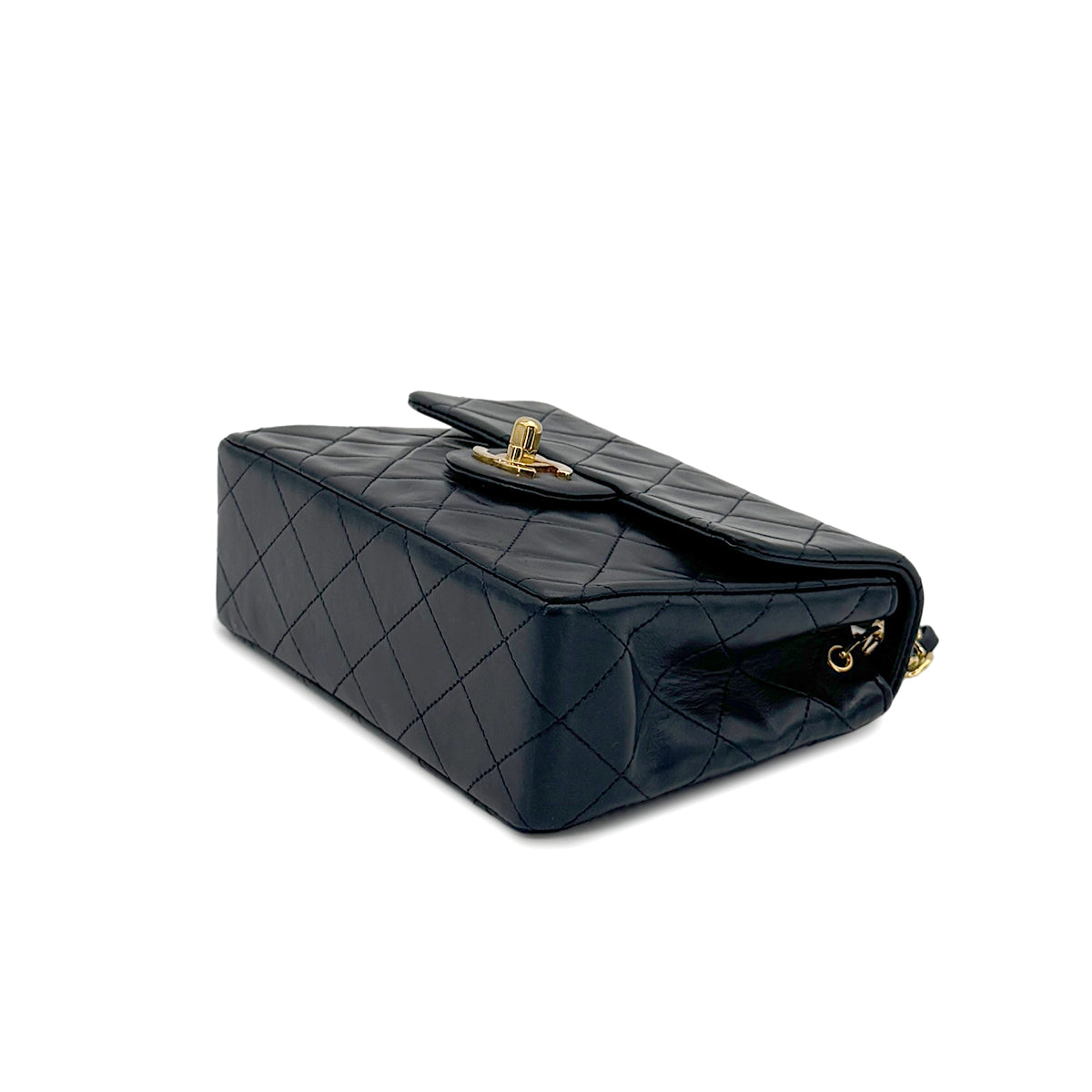 Luxury Promise Japan CHANEL VINTAGE MINI SQUARE 17 CHAIN SHOULDER BAG NAVY LAMB SKIN 90275025