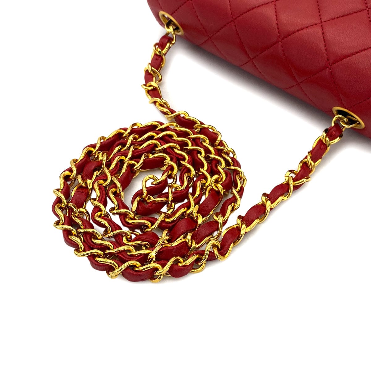 Luxury Promise Japan CHANEL VINTAGE MINI SQUARE 17 CHAIN SHOULDER BAG RED LAMB SKIN 90301726