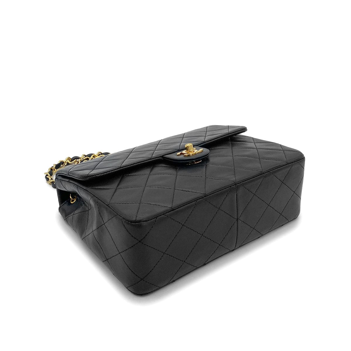 Luxury Promise Japan CHANEL VINTAGE MINI SQUARE 20 CHAIN SHOULDER BAG BLACK LAMB SKIN 90258470