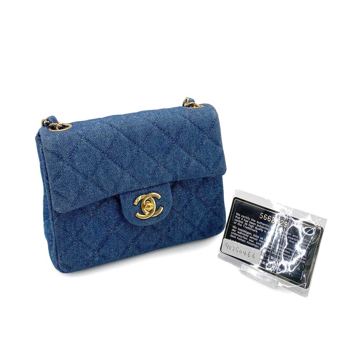 Luxury Promise Japan CHANEL VINTAGE MINI SQUARE CHAIN SHOULDER BAG BLUE DENIM 90250466
