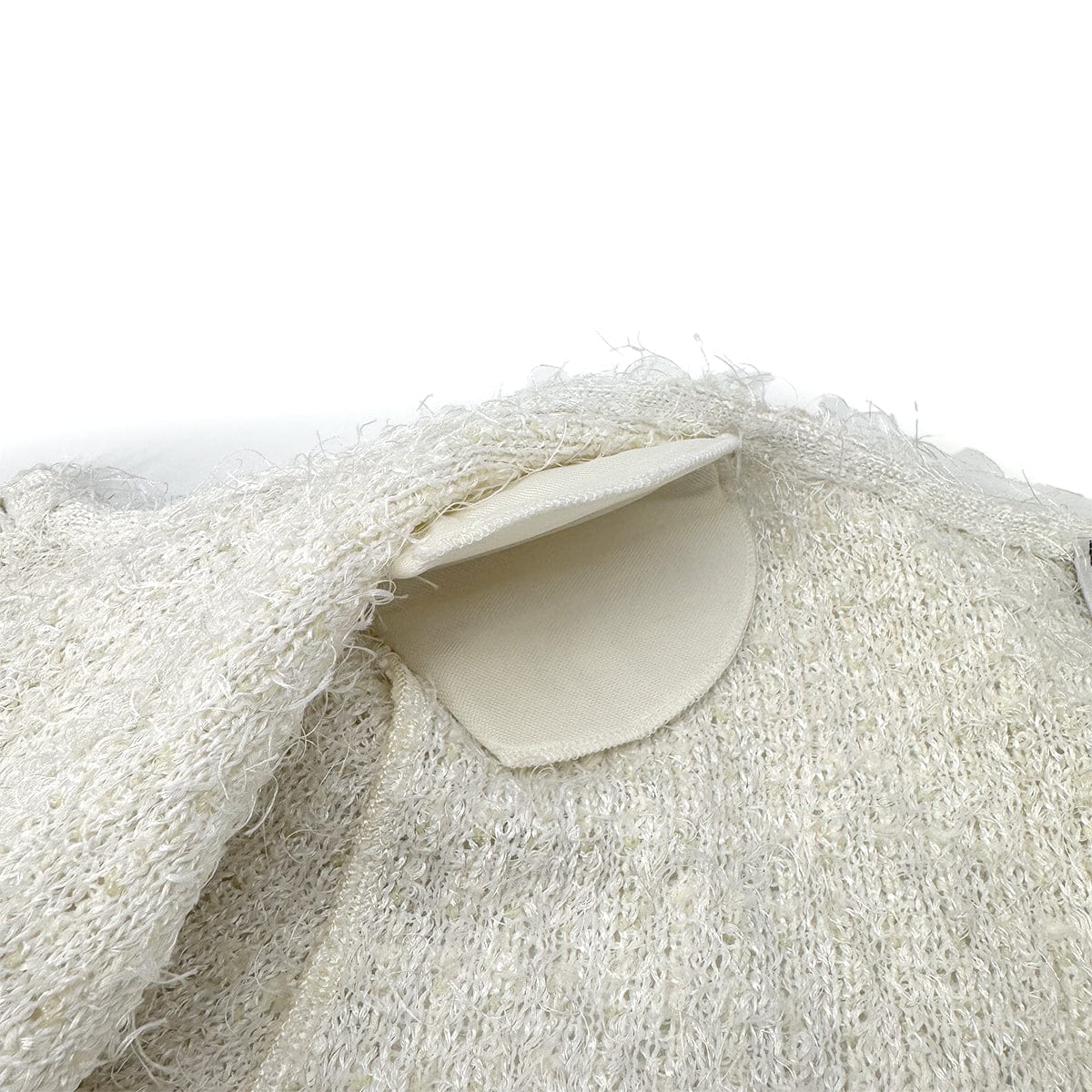 Luxury Promise Japan CHANEL VINTAGE MIX TWEED HALF SLEEVE KNIT JACKET WHITE POLYESTER 40 99P RTW 90296576